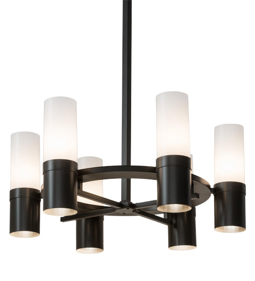 Meyda Lighting Farmington 48" 12-Light Timeless Bronze Chandelier With White Statuario Idalight Shade Glass