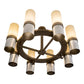 Meyda Lighting Farmington 48" 8-Light Sofia Sepia & Industrial Steel Chandelier With Creme Carrara Idalight Shade