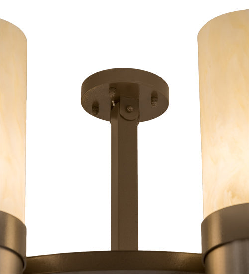 Meyda Lighting Farmington 48" 8-Light Sofia Sepia & Industrial Steel Chandelier With Creme Carrara Idalight Shade