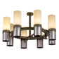 Meyda Lighting Farmington 48" 8-Light Sofia Sepia & Industrial Steel Chandelier With Creme Carrara Idalight Shade