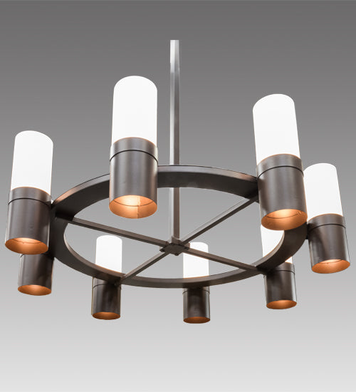 Meyda Lighting Farmington 60" 16-Light Cafe Noir Chandelier With White Statuario Idalight Shade Glass
