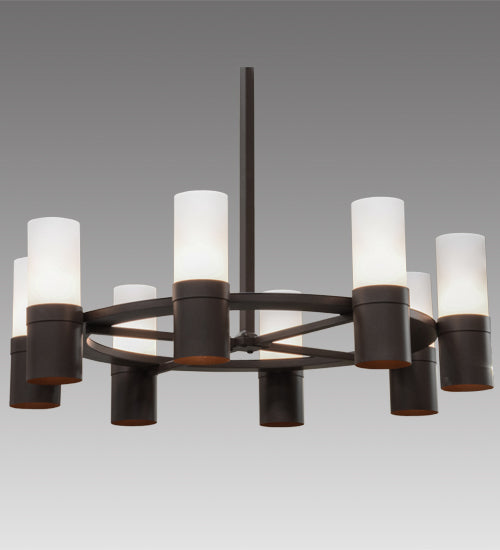 Meyda Lighting Farmington 60" 16-Light Cafe Noir Chandelier With White Statuario Idalight Shade Glass