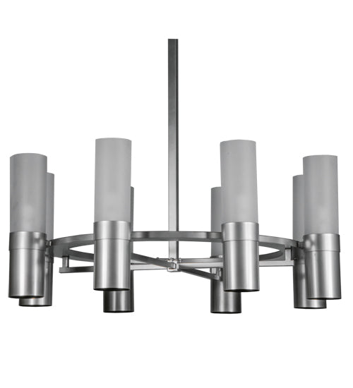 Meyda Lighting Farmington 62" 16-Light Nickel Chandelier With White Frosted Shade Glass
