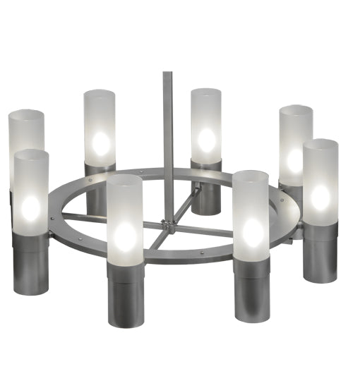 Meyda Lighting Farmington 62" 16-Light Nickel Chandelier With White Frosted Shade Glass