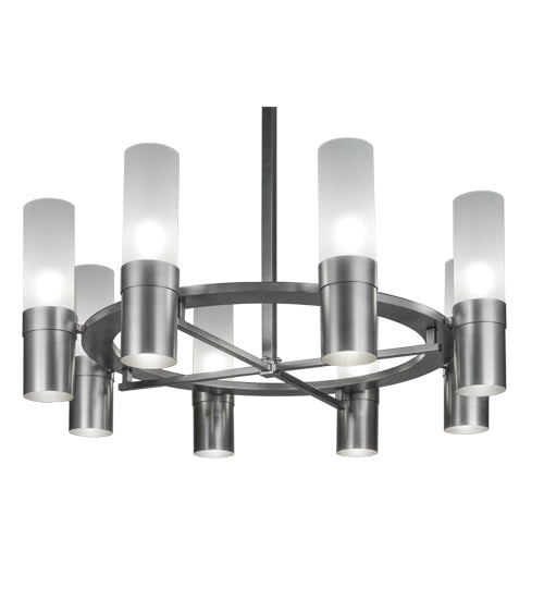 Meyda Lighting Farmington 62" 16-Light Nickel Chandelier With White Frosted Shade Glass