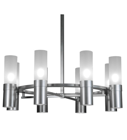 Meyda Lighting Farmington 62" 16-Light Nickel Chandelier With White Frosted Shade Glass