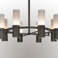 Meyda Lighting Farmington 62" 8-Light Antique Iron Chandelier With Statuario Idalight Shade Glass