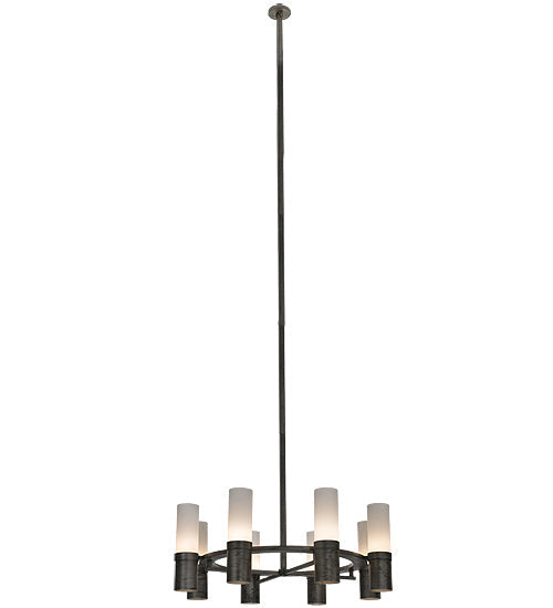 Meyda Lighting Farmington 62" 8-Light Antique Iron Chandelier With Statuario Idalight Shade Glass