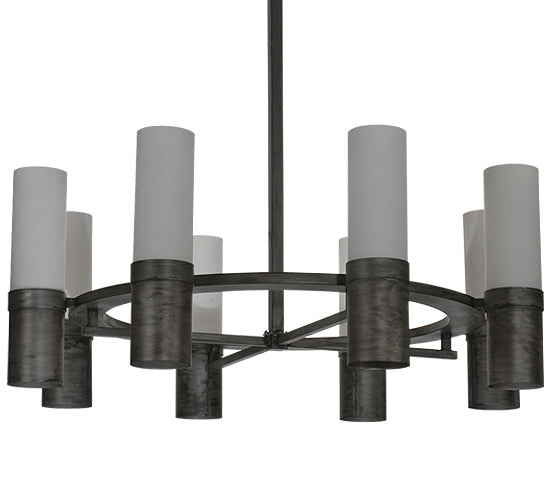 Meyda Lighting Farmington 62" 8-Light Antique Iron Chandelier With Statuario Idalight Shade Glass