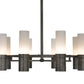 Meyda Lighting Farmington 62" 8-Light Antique Iron Chandelier With Statuario Idalight Shade Glass