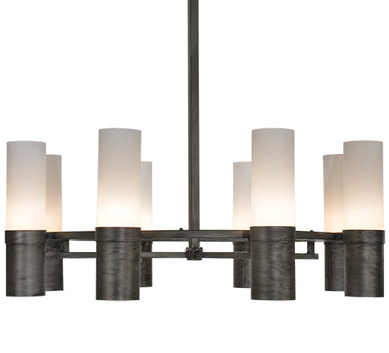 Meyda Lighting Farmington 62" 8-Light Antique Iron Chandelier With Statuario Idalight Shade Glass