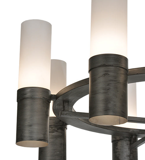 Meyda Lighting Farmington 62" 8-Light Antique Iron Chandelier With Statuario Idalight Shade Glass