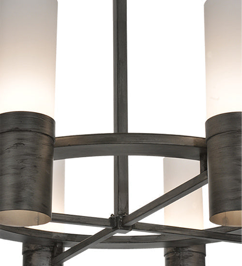 Meyda Lighting Farmington 62" 8-Light Antique Iron Chandelier With Statuario Idalight Shade Glass