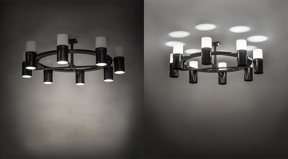 Meyda Lighting Farmington 62" 8-Light Black Chrome Over Nickel Chandelier With White Statuario Idalight Shade