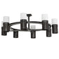Meyda Lighting Farmington 62" 8-Light Black Chrome Over Nickel Chandelier With White Statuario Idalight Shade