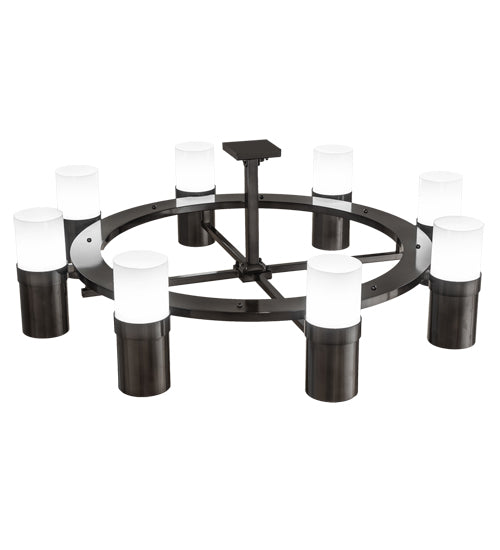 Meyda Lighting Farmington 62" 8-Light Black Chrome Over Nickel Chandelier With White Statuario Idalight Shade