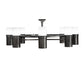Meyda Lighting Farmington 62" 8-Light Black Chrome Over Nickel Chandelier With White Statuario Idalight Shade
