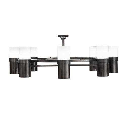 Meyda Lighting Farmington 62" 8-Light Black Chrome Over Nickel Chandelier With White Statuario Idalight Shade