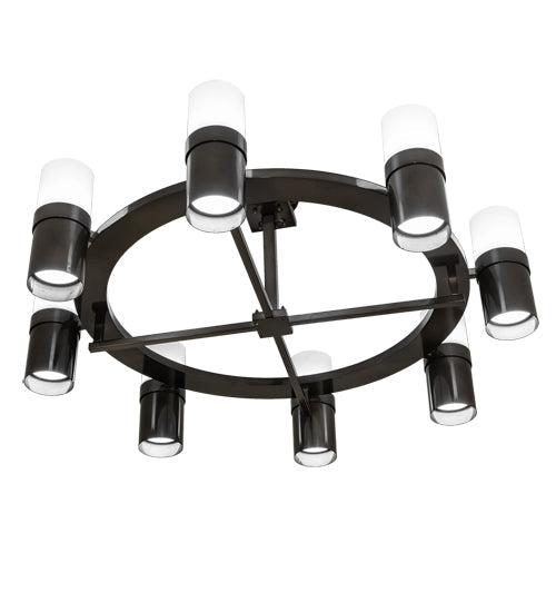 Meyda Lighting Farmington 62" 8-Light Black Chrome Over Nickel Chandelier With White Statuario Idalight Shade