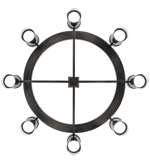 Meyda Lighting Farmington 62" 8-Light Black Chrome Over Nickel Chandelier With White Statuario Idalight Shade