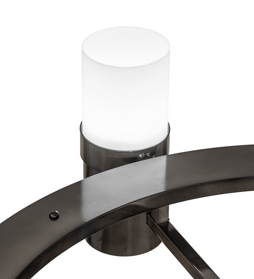 Meyda Lighting Farmington 62" 8-Light Black Chrome Over Nickel Chandelier With White Statuario Idalight Shade