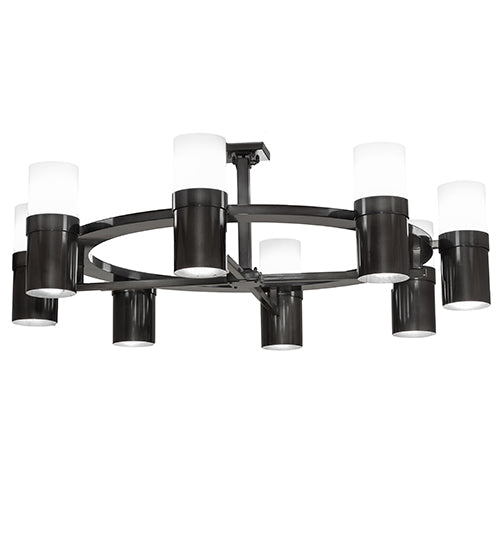 Meyda Lighting Farmington 62" 8-Light Black Chrome Over Nickel Chandelier With White Statuario Idalight Shade