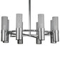 Meyda Lighting Farmington 62" 8-Light Nickel Chandelier With White Frosted Cylindres Shade Glass