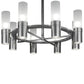Meyda Lighting Farmington 62" 8-Light Nickel Chandelier With White Frosted Cylindres Shade Glass