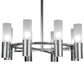 Meyda Lighting Farmington 62" 8-Light Nickel Chandelier With White Frosted Cylindres Shade Glass