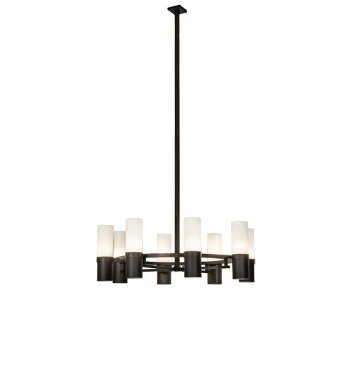 Meyda Lighting Farmington 62" 8-Light Oil Rubbed Bronze Chandelier With White Statuario Idalight Shade