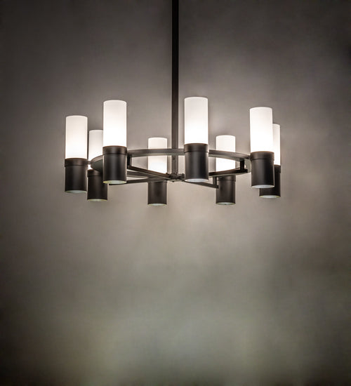Meyda Lighting Farmington 62" 8-Light Oil Rubbed Bronze Chandelier With White Statuario Idalight Shade