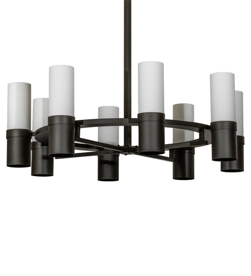 Meyda Lighting Farmington 62" 8-Light Oil Rubbed Bronze Chandelier With White Statuario Idalight Shade