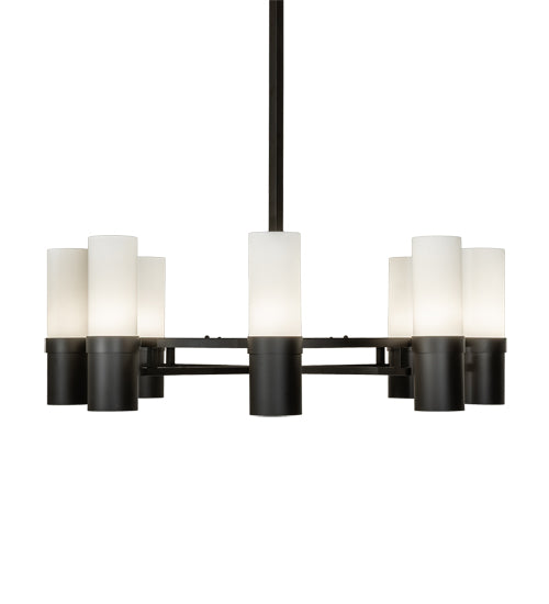 Meyda Lighting Farmington 62" 8-Light Oil Rubbed Bronze Chandelier With White Statuario Idalight Shade