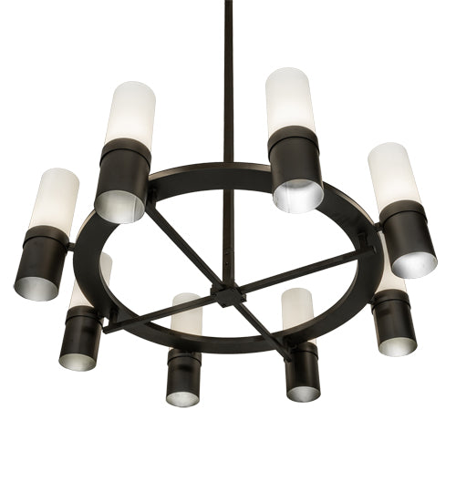 Meyda Lighting Farmington 62" 8-Light Oil Rubbed Bronze Chandelier With White Statuario Idalight Shade