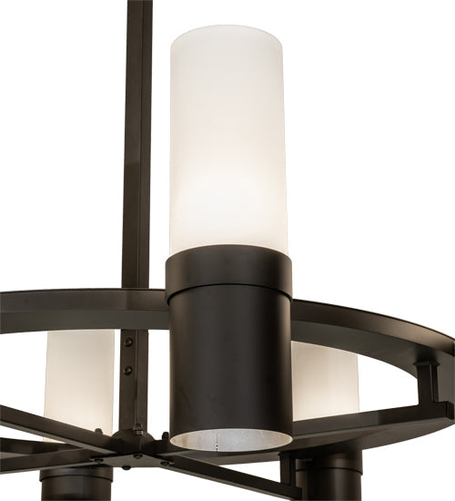 Meyda Lighting Farmington 62" 8-Light Oil Rubbed Bronze Chandelier With White Statuario Idalight Shade