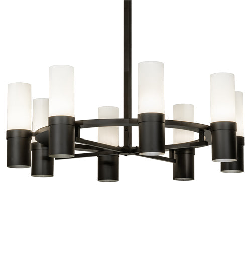 Meyda Lighting Farmington 62" 8-Light Oil Rubbed Bronze Chandelier With White Statuario Idalight Shade