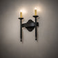 Meyda Lighting Fascia 12" 2-Light Blackwash Wall Sconce With Ivory Faux Candlelight