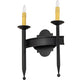 Meyda Lighting Fascia 12" 2-Light Blackwash Wall Sconce With Ivory Faux Candlelight