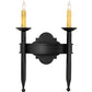 Meyda Lighting Fascia 12" 2-Light Blackwash Wall Sconce With Ivory Faux Candlelight