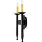 Meyda Lighting Fascia 12" 2-Light Blackwash Wall Sconce With Ivory Faux Candlelight