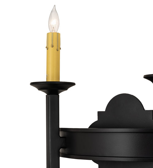 Meyda Lighting Fascia 12" 2-Light Blackwash Wall Sconce With Ivory Faux Candlelight