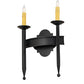Meyda Lighting Fascia 12" 2-Light Blackwash Wall Sconce With Ivory Faux Candlelight