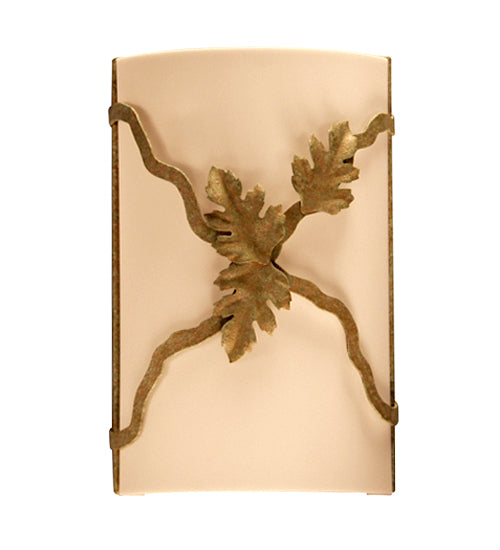Meyda Lighting Fauna 8" Autumn Leaf Wall Sconce With Beige Shade Glass