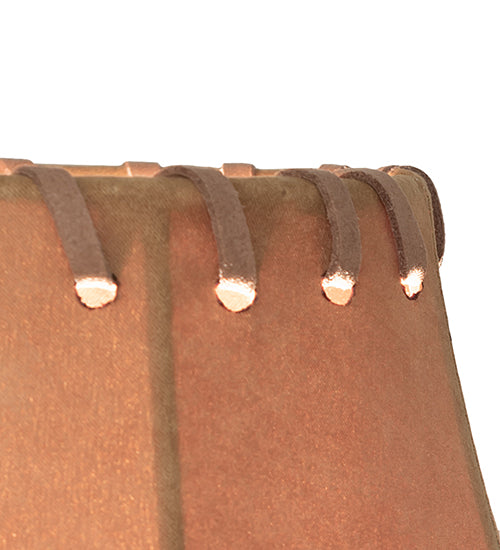 Meyda Lighting Faux Leather 14" Dark Tan Faux Hexagon Shade