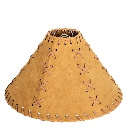 Meyda Lighting Faux Leather 15" Dark Tan Faux Hexagon Shade