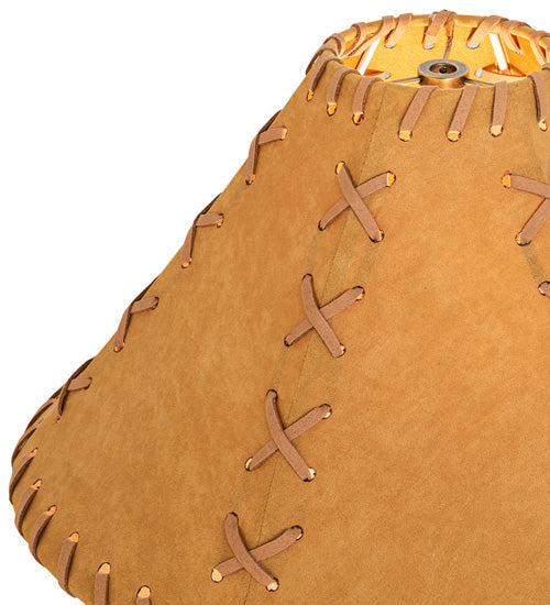 Meyda Lighting Faux Leather 15" Dark Tan Faux Hexagon Shade