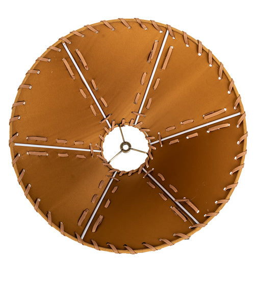 Meyda Lighting Faux Leather 15" Dark Tan Faux Hexagon Shade