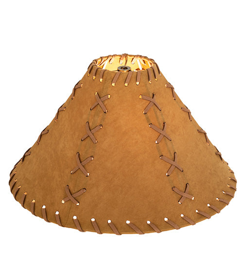 Meyda Lighting Faux Leather 15" Dark Tan Faux Hexagon Shade