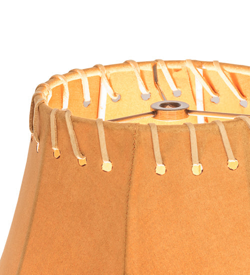 Meyda Lighting Faux Leather 18" Dark Tan Faux Hexagon Shade