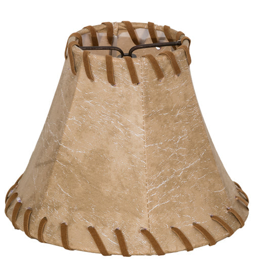 Meyda Lighting Faux Leather 6" Dark Tan Faux Hexagon Shade